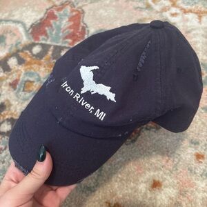 Navy Blue Cap with Embroidered Design